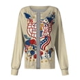 thumbnail image 4 of Women's Casual Fashion Long-Sleeve Stand-Up Collar Single-Button Independence Day Print Workwear Jacket Khaki 4XL, 4 of 5