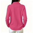 thumbnail image 4 of Solid Color Long Sleeve Polo Shirt for Women Button Down Side Split Business Casual Top Pink XL, 4 of 7