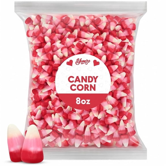 Yumzo Valentine's Day Candy Corn, White Pink and Red Mellowcreme Candy, Bulk 8 oz Bag