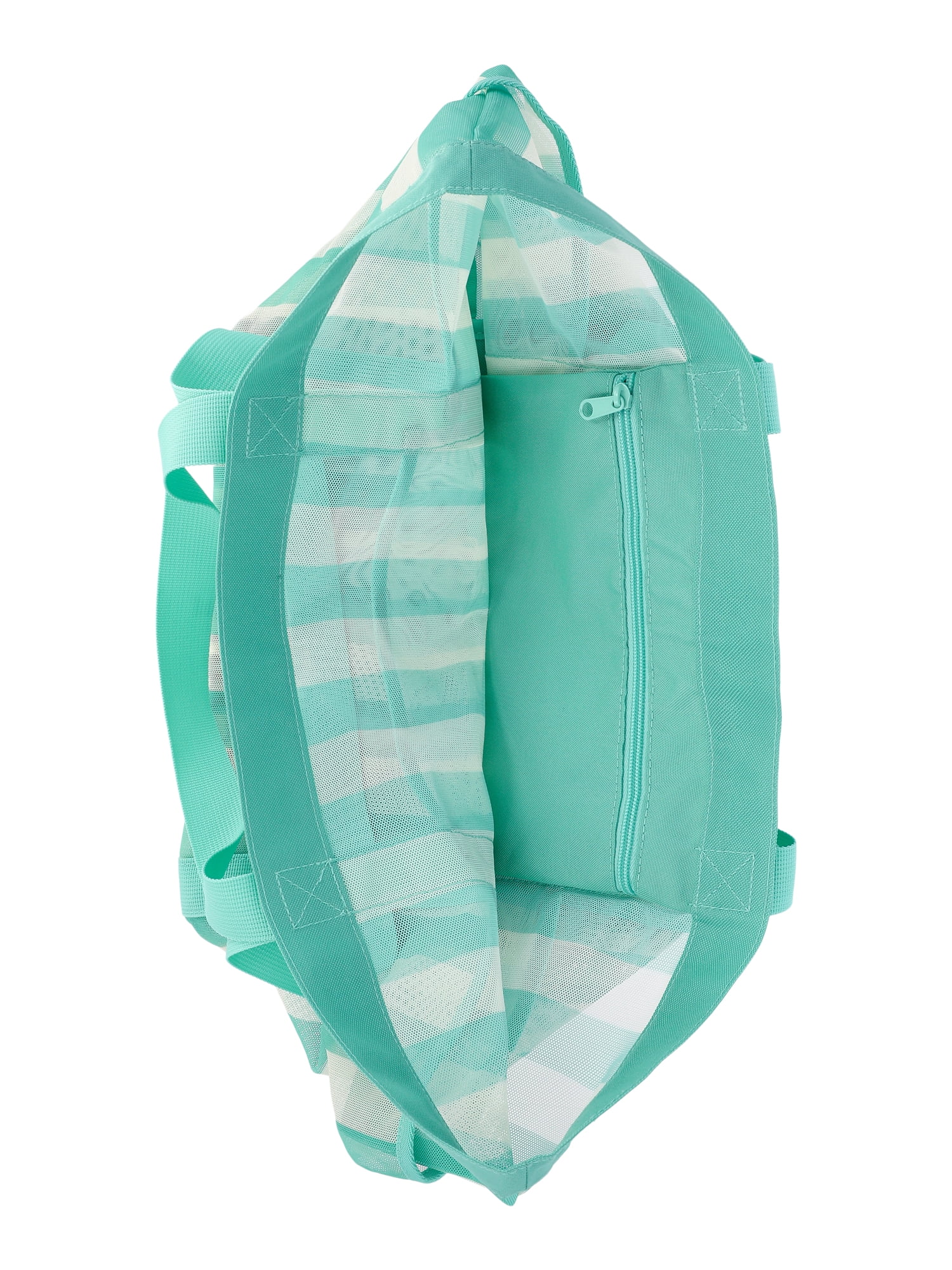 No Boundaries Women's Mesh Tote Bag, Jade Stripe