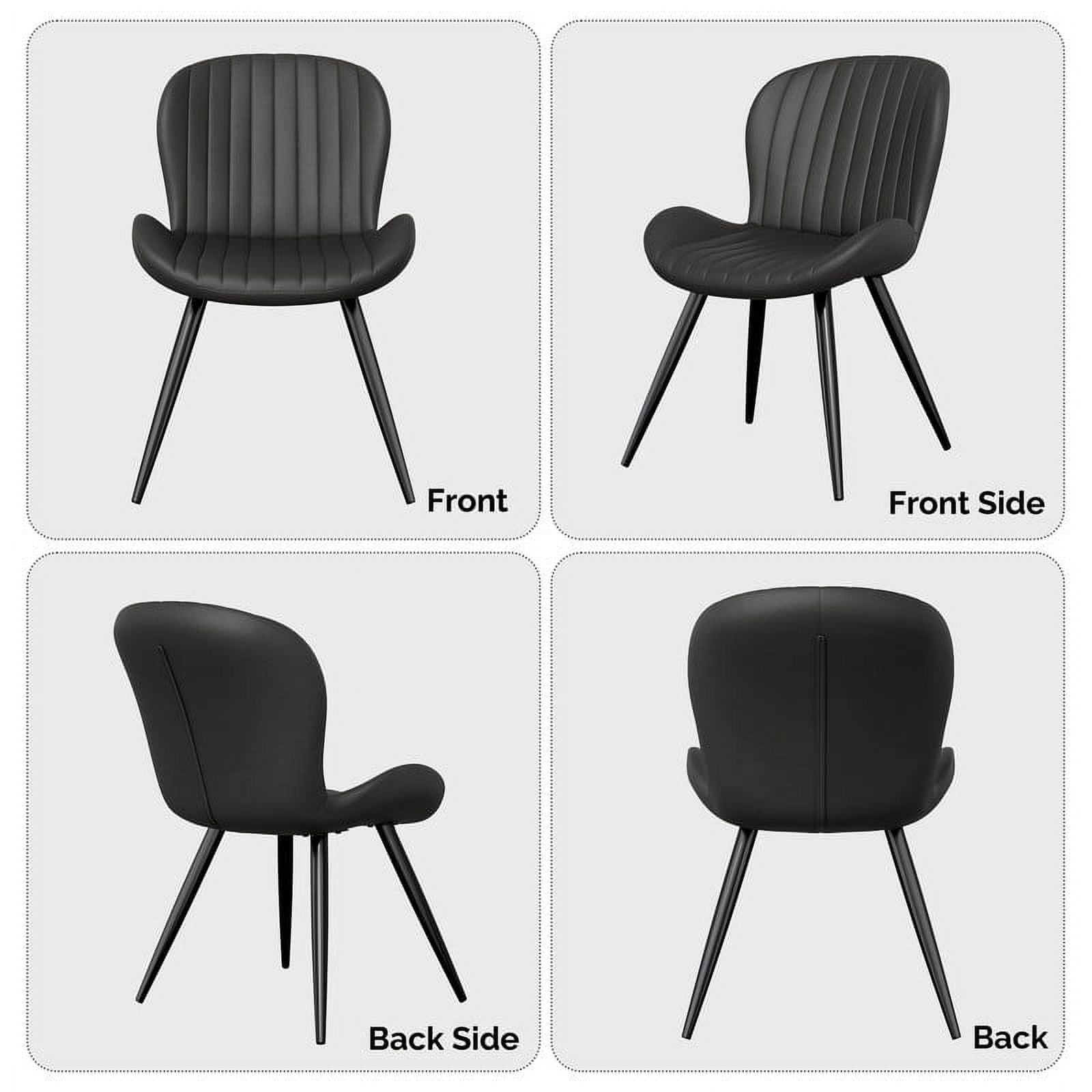 Hawsaiy Upholstered Dining Chairs Set of 6, Modern Kitchen Chairs with Backrest and Metal Legs, 19" Seat Height,Black