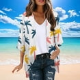 thumbnail image 6 of UPPADA Women's Fashionable Floral Print Puff Sleeve Kimono Cardigan Loose Plus Size Chiffon Cover up Casual Lightweight Beach Blouse Tops White,S, 6 of 6