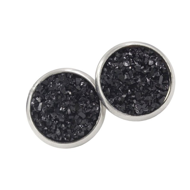 Jumpingount Pendientes Auriculares 8MM Acero inoxidable Ronda Stud Cabujones Decoraciones Boda Encanto Drusy Navidad para Mujeres Niñas 12 Type3 NO3