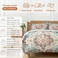 thumbnail image 6 of Boho Bedding Duvet Cover Set Twin Size 4 Pieces Vintage Medallion Damask Floral Abstract Middle Ages Bedding Set with Zipper Closure, 1 Comforter Cover 68x86 Inches 1 Flat Sheet & 2 Pillow Cases, 6 of 7