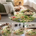 thumbnail image 5 of Small Round Rug 3Ft Washable Non-Slip, Spring Floral Circle Area Rugs for Living Room Bedroom, Birds Cabin Daisy Watercolor Botanical Farmhouse Indoor Floor Mats Carpet Runner for Home Decor, 5 of 8
