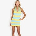 thumbnail image 6 of Women's Striped Halter Neck Knit Dress With V-Neckline- Small, Yellow, 6 of 6