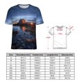 thumbnail image 2 of Lighthouse Sunrise Coast Scenery Pale Blue Tan Women's Short Sleeve Tops Casual Blouses T Shirt, 2 of 6