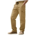 thumbnail image 5 of Lorytime Men's Cargo Pants with Zippers Drawstring Elastic Waist Straight Leg Trousers Outdoors Pants Multi Pockets Outwear, 5 of 8