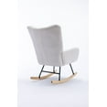 thumbnail image 3 of Modern Teddy Velvet Nursery Rocking Chair with Metal Frame, High Back Leisure Armchair with Wooden Curved Legs, Wingback Glider Rocker Chair for Living Room, Bedroom, Balcony, White, 3 of 9