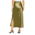thumbnail image 5 of Women’s Satin Midi Skirt High Waist Side Slit Elegant Straight Fit Skirt Lightweight Silky Fabric Suitable for Daily Wear Light Green S, 5 of 6