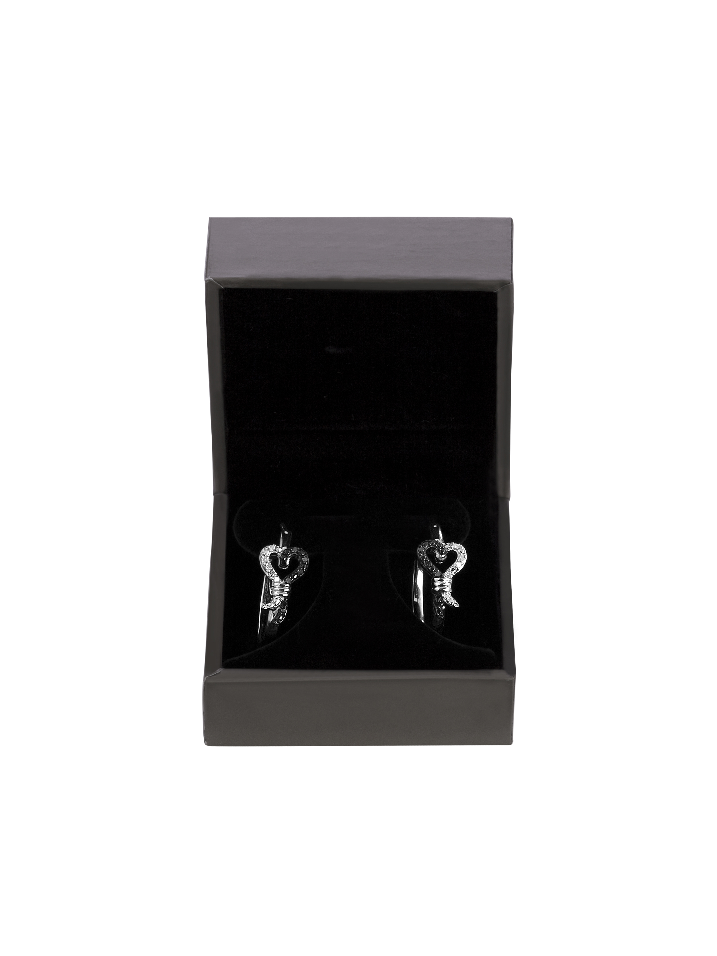 Sterling Silver Black and White Diamond 1/10 Carat T.W. Hoop Earring