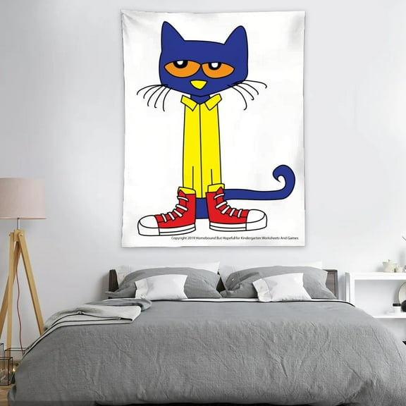 Tapestry for Pete the Cat wall hanging Bedroom Dorm Wall Art Funny Backgrounds Poster Decorations Kids Girls Teens Gifts Funny 40×30 inch