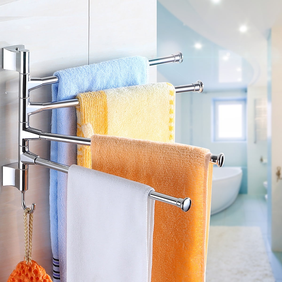 Movable Bath Towel Holder 50cm Aluminum Heavy Duty Kitchen Bathroom Racks Hanger 