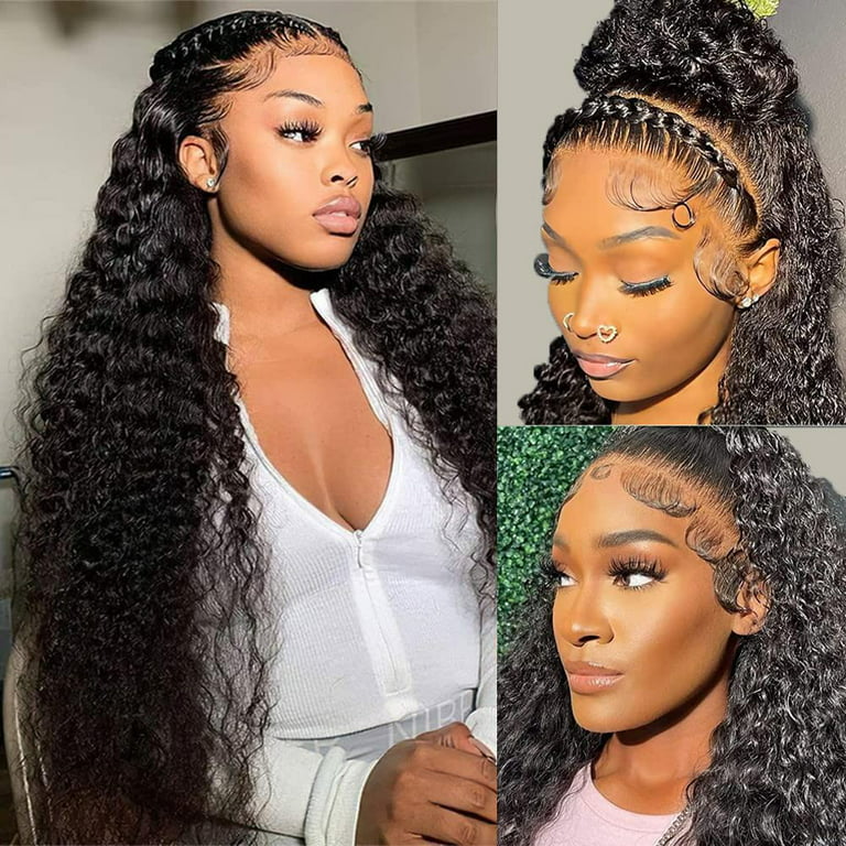 Water Wave Lace Front Wigs Human Hair Pre Plucked Baby Hair 13x4 HD Wet and Wavy  Lace Wigs 150% Density Brazilian Glueless Lace Frontal Wig Natural Hairline  for Black Women 30 Inch 
