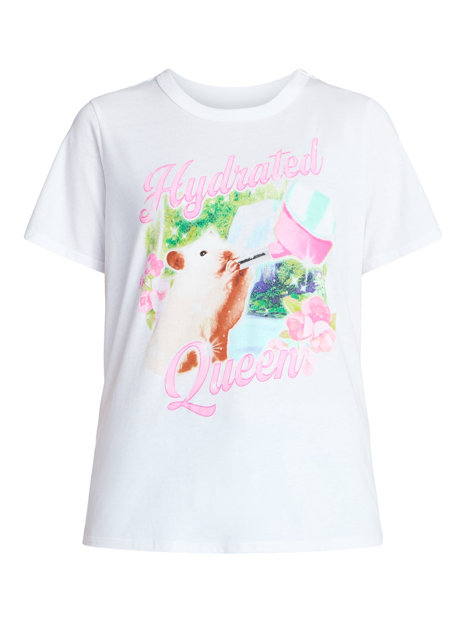 Hydrated Queen Women's Graphic Everyday Tee with Short Sleeves, Sizes XXS-XXL