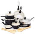 thumbnail image 1 of GreenPan Rio Healthy Ceramic - Juego de ollas y sartenes antiadherentes de 16 piezas, sin PFAS, apto para lavaplatos, color negro, 1 of 5