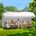 thumbnail image 7 of Hoteel Carport Canopy 10x20 Pop Up Shelter with Instant 1-Button Push Center Lock, UV Resistant All-Weather Cover with 2 Sidewalls, Heavy Duty Waterproof Canopy Tent for Cars, Trucks, Boats, White, 7 of 7
