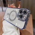 thumbnail image 3 of Case for iPhone 14 Pro Max Case Magnetic Glitter Full Camera Len Protector[Compatible with MagSafe] Clear Diamond Rhinestone Shockproof Cute Crystal Bling Case for 14 Pro Max 6.7''-Blue, 3 of 12