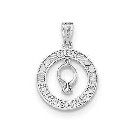 14k White Gold Polished Our Engagement Pendant