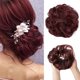thumbnail image 1 of Nvzi Moño postizo para peluca, moño rizado y esponjoso para mujer, extensiones de cabello rizado, moño despeinado, bucle de cabello postizo, 1 pieza, rojo, 1 of 4