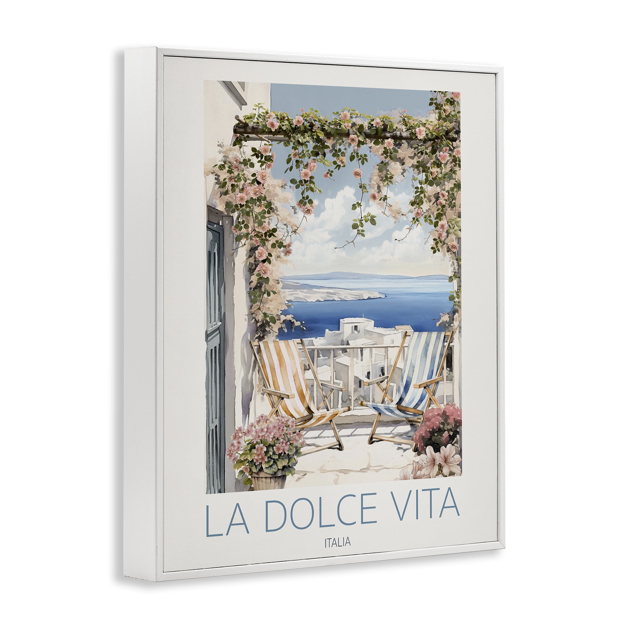 Stupell Industries Coastal Italian Balcony View White Framed Giclee Art, design by CAD Designs