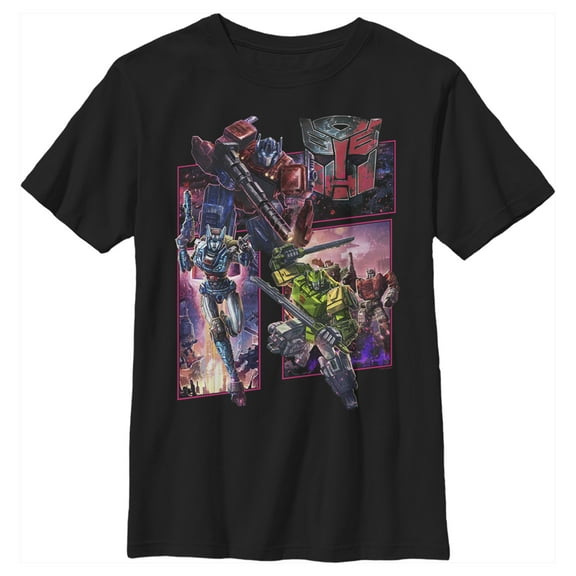 Boy's Transformers Autobots Character Panels Graphic Tee Black Medium