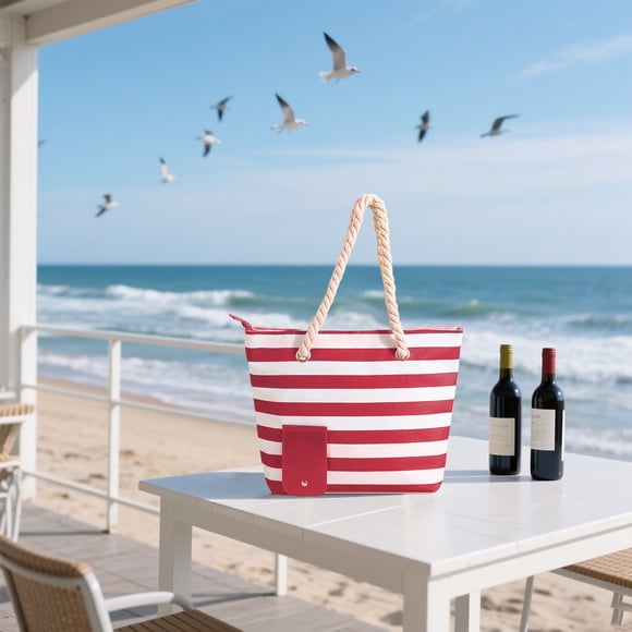 Insulated Tote Bag With Dispenser And Cooler Compartment Portable Travel Drink Purse For Outdoor Picnics Beach Parties