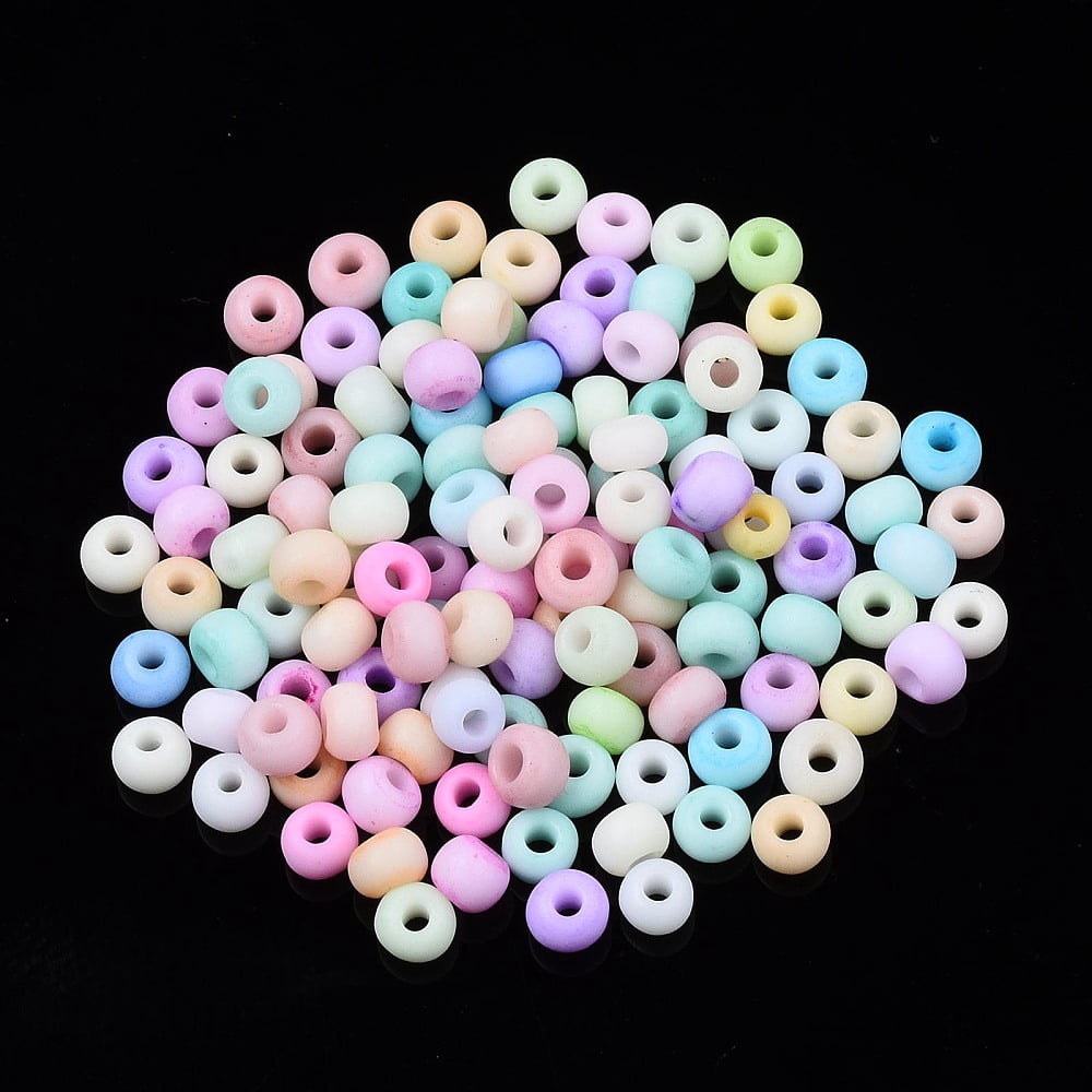 8/0 Opaque Glass Seed Beads Round Hole Frosted Colours Round Mixed Color 3~4x2~3mm Hole: 0.8mm about 15000pcs/Pound