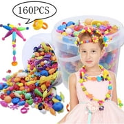 OUSITAID Snap Pop Beads Toys, 160 Pieces DIY Jewelry Marking Kit, Fashion Fun for Necklace Ring Bracelet Art Kids Crafts, Birthday Fun Gifts Toys for 3-8 Years Old Kids Girls
