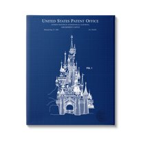 Stupell Industries Amusement Castle Blueprint Graphic Art Gallery Wrapped Canvas Print Wall Art, Design by Karl Hronek