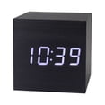 thumbnail image 1 of Reloj despertador digital, con pantalla de tiempo LED electrónica de madera, alarma dual, mini relojes eléctricos de madera pequeños cúbicos de 2,5 pulgadas para dormitorio, mesita de noche, escr, 1 of 3