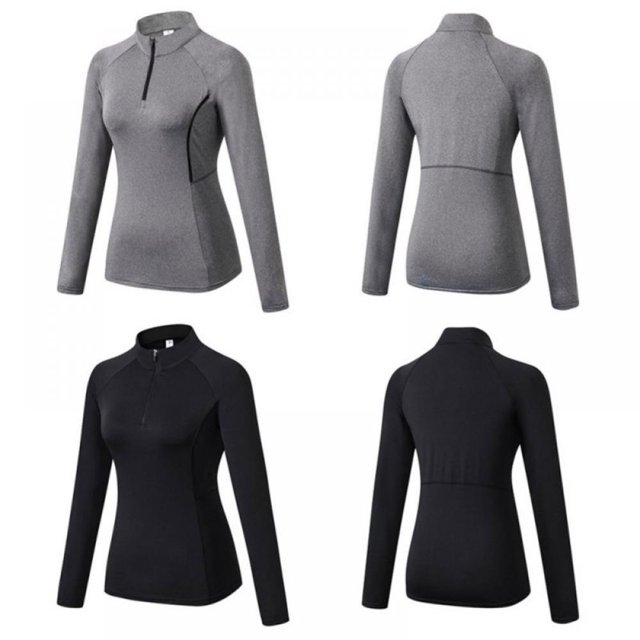 Haut à Manches Longues Fermeture à Glissière 1/4 pour Femmes, Chandail de Randonnée Athlétique, Course, Entraînement, entraînement Physique, Yoga, Séchage Rapide
