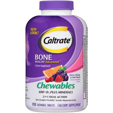 (2 Pack) Caltrate 600+D3 Multi-Flavor Calcium Chewables, 155 (Best Calcium Supplement For Toddlers)