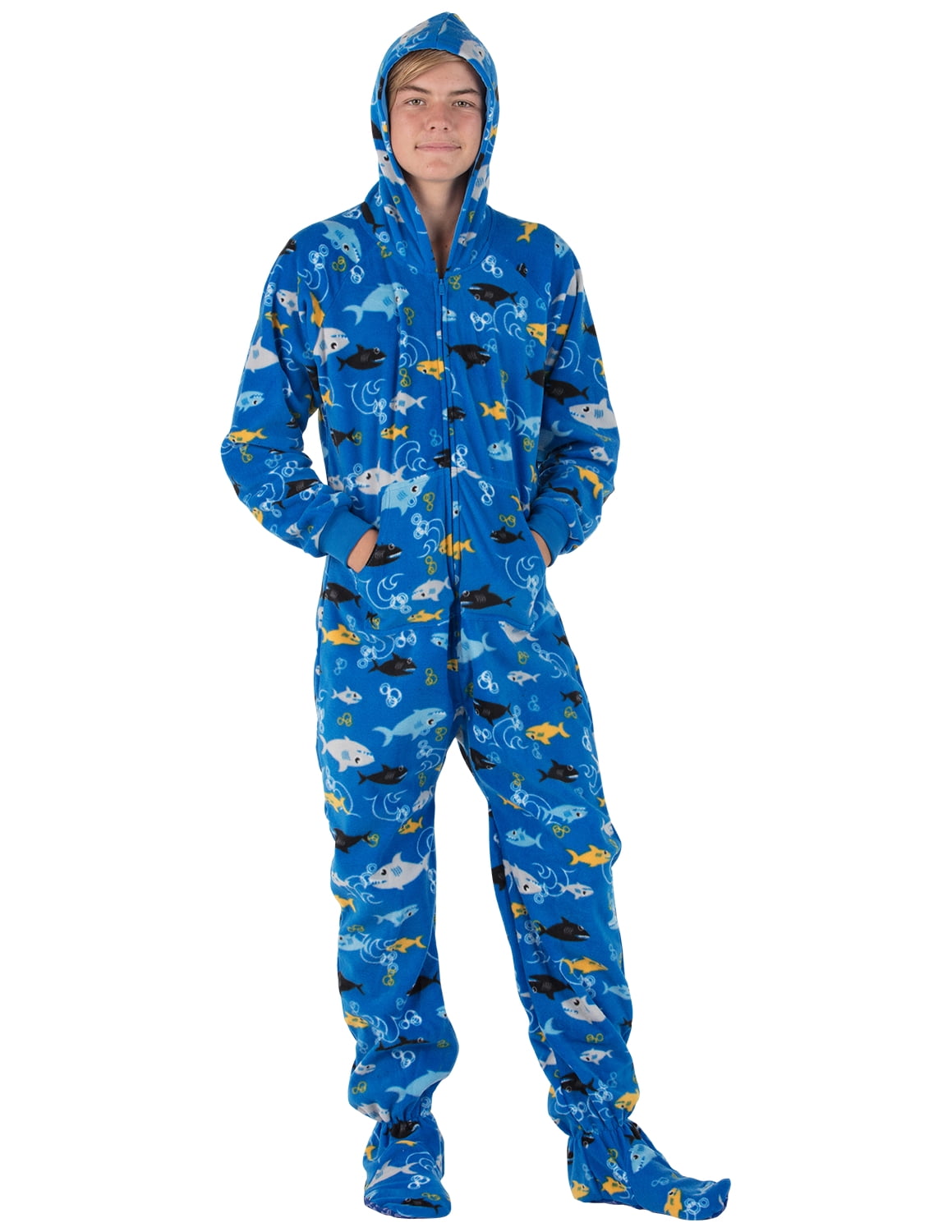 shark footie pajamas