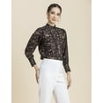 thumbnail image 2 of Moomaya Womens Printed Top, Ban Collar Long Cuff Sleeves Top, 2 of 9