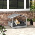 thumbnail image 2 of Dog House Outdoor, Rattan Dog Bed with Canopy and Water-Resistant Cushion, for Small and Medium Dogs, Gray, 2 of 8