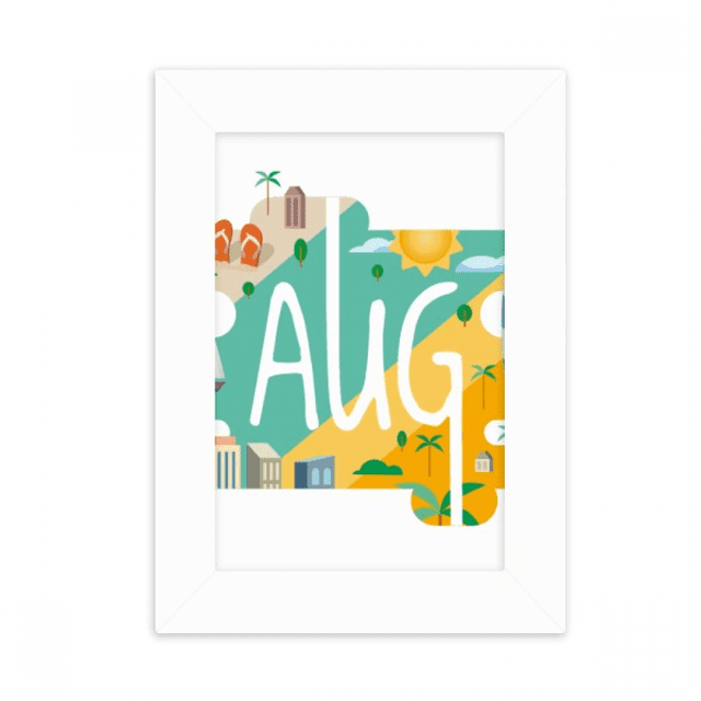 El mes de agosto la luz temporada ilustración Marco de Fotos de escritorio imagen Blanco Pintura arte 5x7 pulgadas