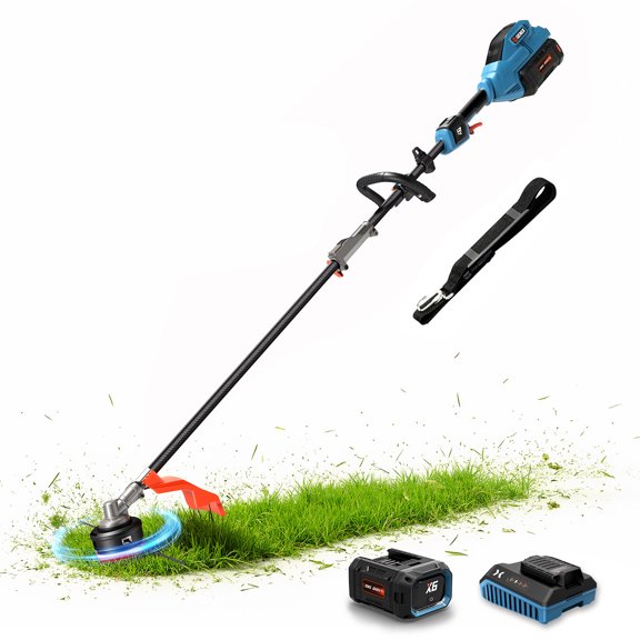 SENIX 60V Cordless Brushless Powerhead with 16" String Trimmer Attachment, 2-Speed Digital Control, Adjustable Handle, 3.0Ah Battery & Charger Included, GTX6-M1