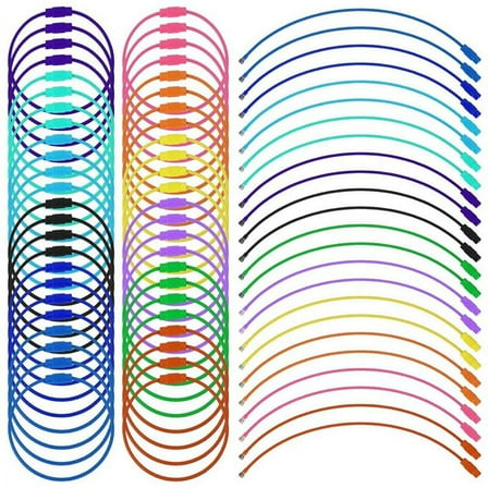 120Pcs Wire Key Rings with Screw Lock, 6 Inch Cable Wire Key Chain Cable Loop Rings for O C6232