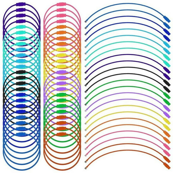 120Pcs Wire Key Rings with Screw Lock, 6 Inch Cable Wire Key Chain Cable Loop Rings for Outdoor Hiking (12 Colors),120 x Wire Key Rings,Multicoloured