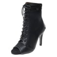 thumbnail image 1 of NECHOLOGY Botas Mujer Adulto Femenino Zapatos Botines para mujer Sandalias Baotou de tacón Nuevo con cordones Ahueca hacia fuera Tacón Comercio exterior Botas de cuero sexy Botas geniales (Black, 9), 1 of 5