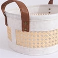 thumbnail image 3 of Coastal Storage Basket for Shelves Set of 3 White Felt & Natural Rattan Color, 3 of 6