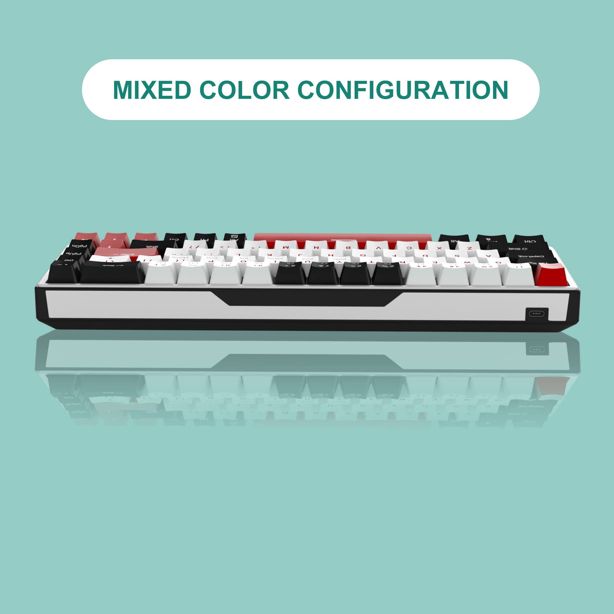 MageGee 60% Wireless Mechanical Gaming Keyboard, 68 Keys Compact RGB Backlit Gaming Keyboard, Wired/Wireless 3-Mode (Red Switch, Black & White)