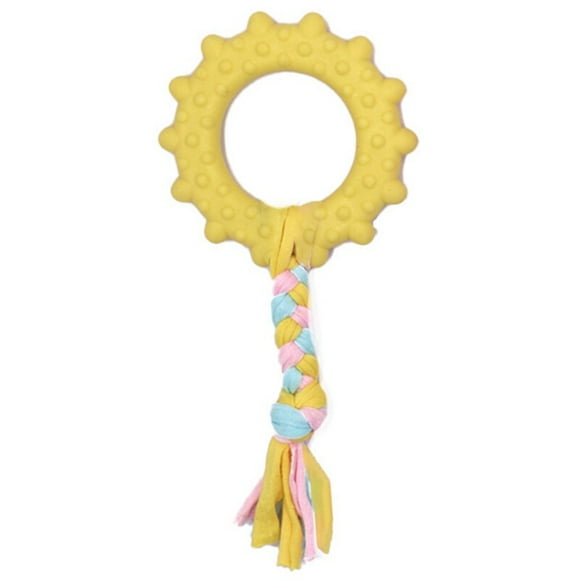 Pet Chewing Ring Rubber Interactive Puppy Teething Toy Dog Ring Toy with Rope