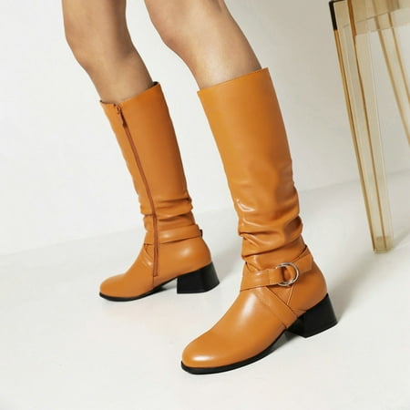 

Cathalem Womens Extra Wide Calf Snow Boots High Boots Winter Autumn And Winter Women Boots Western Wide Calf High Boots for Women Orange 9