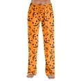 thumbnail image 7 of WTOBBY Women's Loose Casual Halloween Print Sleep Pants without Drawstring for Home Nightwear Fashion Straight Yoga Pants with Elastic Waist Comfort,Orange 2XL, 7 of 7