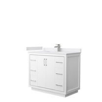 42 in. Icon Single Bathroom Vanity with Cultured Marble Countertop & Undermount Square Sink, Brushed Nickel & White