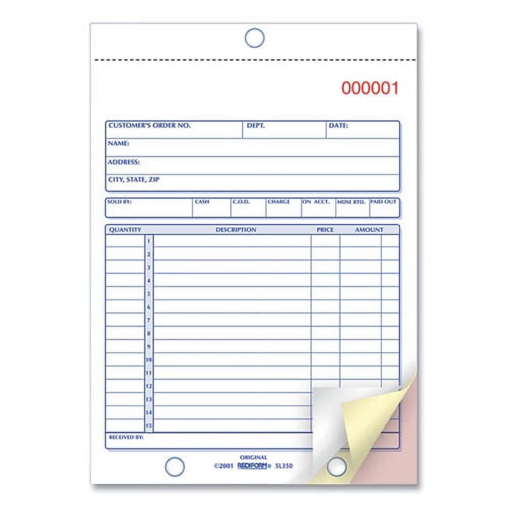 Sales Book, Three-Part Carbonless, 5.5 X 7.88, 1/page, 50 Sets/book | Bundle of 2 Each