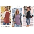 thumbnail image 6 of MOYIKO Color Block Long Sleeve Shirts for Women Crewneck Tunic Tops Casual Pullover Lightweight Sweaters Fall Outfits, 6 of 7