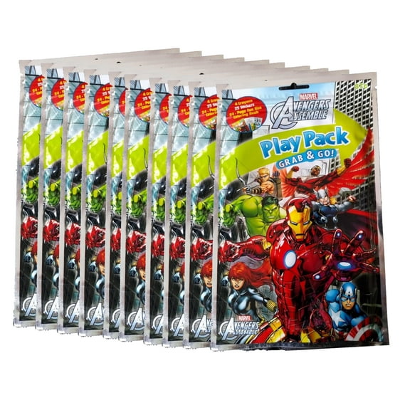 Marvel Avengers Grab & Go Play Packs (Pack of 10) Coloring Activity Sets Party Favors